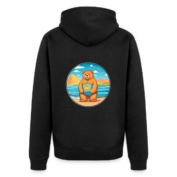 Bär Aquarell Cartoon Kawaii Clipart Tier - Unisex Premium Bio Zip Hoodie - Schwarz - Hinten - Nico (187cm)