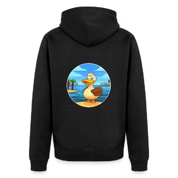 Canard aquarelle dessin animé kawaii clipart animal - Veste à capuche bio Premium Unisexe - noir - Dos - Nico (187cm)