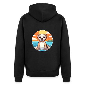 Frettchen Aquarell Cartoon Kawaii Clipart Tier - Unisex Premium Bio Zip Hoodie - Schwarz - Hinten - Nico (187cm)