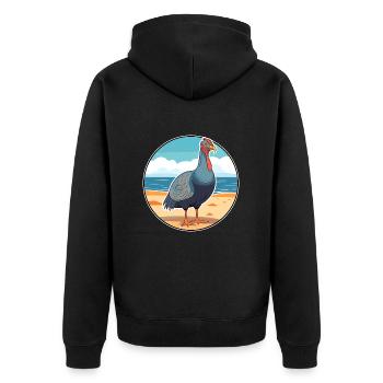 Pintade aquarelle dessin animé Kawaii Clipart animal de compagnie - Veste à capuche bio Premium Unisexe - noir - Dos - Nico (187cm)