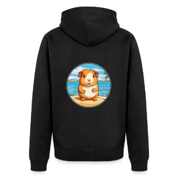 Cochon d’Inde aquarelle dessin animé Kawaii Clipart animal de compagnie - Veste à capuche bio Premium Unisexe - noir - Dos - Nico (187cm)