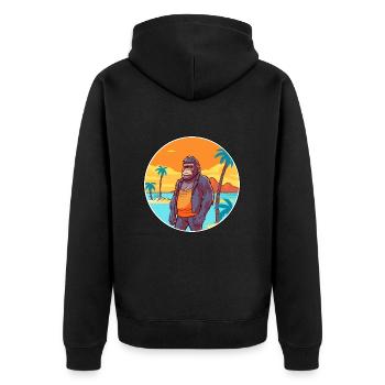 Gorilla Aquarell Cartoon Kawaii Clipart Tier - Unisex Premium Bio Zip Hoodie - Schwarz - Hinten - Nico (187cm)