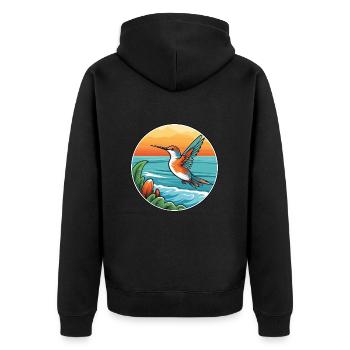 Colibri aquarelle dessin animé Kawaii Clipart animal de compagnie - Veste à capuche bio Premium Unisexe - noir - Dos - Nico (187cm)