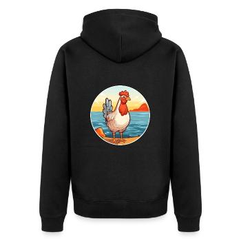 Poule aquarelle dessin animé Kawaii Clipart Animal - Veste à capuche bio Premium Unisexe - noir - Dos - Nico (187cm)
