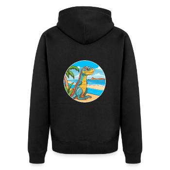 Iguana Watercolor Cartoon Kawaii Clipart Animal - Unisex Premium Organic Zip Hoodie - black - Back - Nico (187cm)