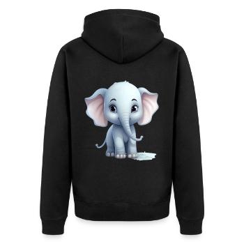 Bébé éléphant mignon - Veste à capuche bio Premium Unisexe - noir - Dos - Nico (187cm)