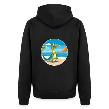 Lizard Watercolor Cartoon Kawaii Clipart Animal - Unisex Premium Organic Zip Hoodie - black - Back - Nico (187cm)