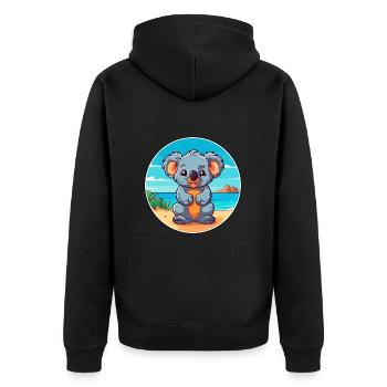 Koala Aquarell Cartoon Kawaii Clipart Tier - Unisex Premium Bio Zip Hoodie - Schwarz - Hinten - Nico (187cm)