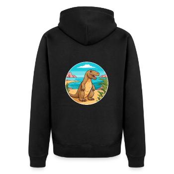 Komodo Dragon Aquarelle Dessin Animé Kawaii Animal - Veste à capuche bio Premium Unisexe - noir - Dos - Nico (187cm)