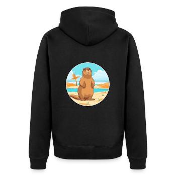 Marmot Watercolor Cartoon Kawaii Clipart Animal - Unisex Premium Organic Zip Hoodie - black - Back - Nico (187cm)
