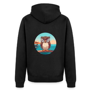 Owl Watercolor Cartoon Kawaii Clipart Animal - Unisex Premium Organic Zip Hoodie - black - Back - Nico (187cm)