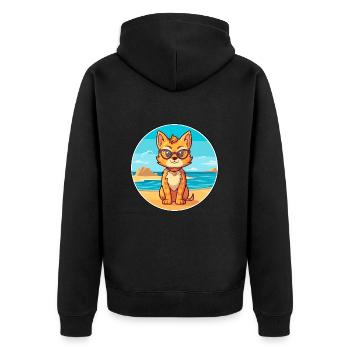 Luchs Aquarell Cartoon Kawaii Clipart Tier - Unisex Premium Bio Zip Hoodie - Schwarz - Hinten - Nico (187cm)