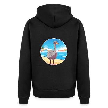 Strauß Aquarell Cartoon Kawaii Clipart Tier - Unisex Premium Bio Zip Hoodie - Schwarz - Hinten - Nico (187cm)
