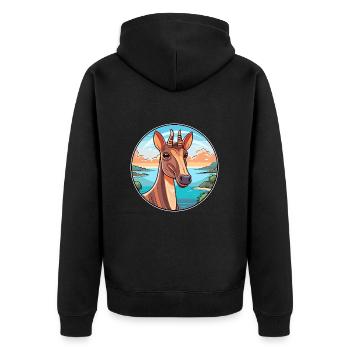 Okapi Watercolor Cartoon Kawaii Clipart Animal - Unisex Premium Organic Zip Hoodie - black - Back - Nico (187cm)