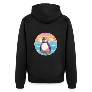 Pinguin Aquarell Cartoon Kawaii Clipart Tier - Unisex Premium Bio Zip Hoodie - Schwarz - Hinten - Nico (187cm)