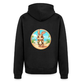 Kaninchen Aquarell Cartoon Kawaii Clipart Tier - Unisex Premium Bio Zip Hoodie - Schwarz - Hinten - Nico (187cm)