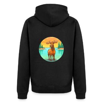 Moose Watercolor Cartoon Kawaii Clipart Animal - Unisex Premium Organic Zip Hoodie - black - Back - Nico (187cm)