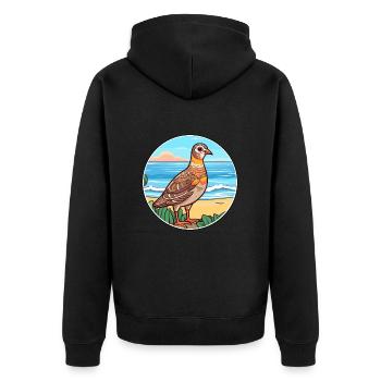 Perdrix aquarelle dessin animé Kawaii Clipart Animal - Veste à capuche bio Premium Unisexe - noir - Dos - Nico (187cm)