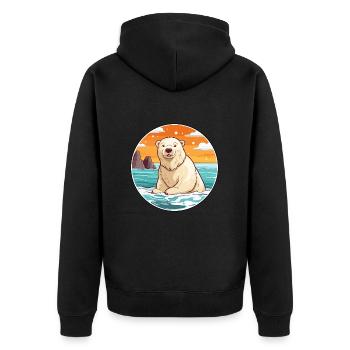 Ours polaire aquarelle dessin animé Kawaii Clipart animal de compagnie - Veste à capuche bio Premium Unisexe - noir - Dos - Nico (187cm)
