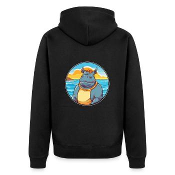 Nashorn Aquarell Cartoon Kawaii Clipart Tier - Unisex Premium Bio Zip Hoodie - Schwarz - Hinten - Nico (187cm)