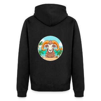 Widder Aquarell Cartoon Kawaii Clipart Tier - Unisex Premium Bio Zip Hoodie - Schwarz - Hinten - Nico (187cm)