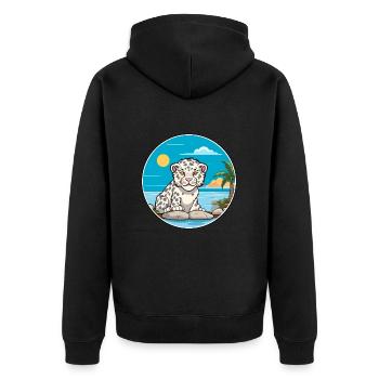 Léopard des neiges aquarelle dessin animé Kawaii Clipart animal de compagnie - Veste à capuche bio Premium Unisexe - noir - Dos - Nico (187cm)
