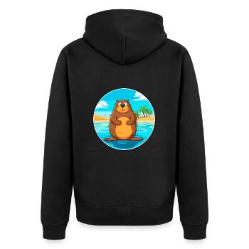 Beaver Watercolor Cartoon Kawaii Clipart Animal - Unisex Premium Organic Zip Hoodie - black - Back - Nico (187cm)