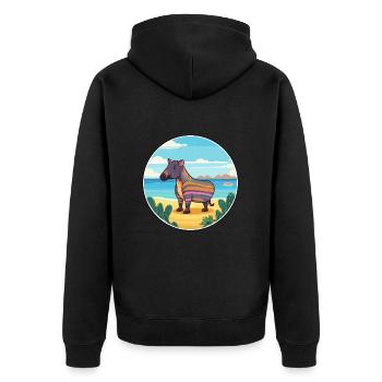 Tapir aquarelle dessin animé Kawaii Clipart Animal - Veste à capuche bio Premium Unisexe - noir - Dos - Nico (187cm)