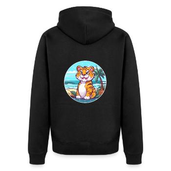 Tiger Aquarell Cartoon Kawaii Clipart Tier - Unisex Premium Bio Zip Hoodie - Schwarz - Hinten - Nico (187cm)