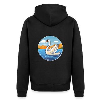 Cygne aquarelle dessin animé Kawaii Clipart Animal - Veste à capuche bio Premium Unisexe - noir - Dos - Nico (187cm)