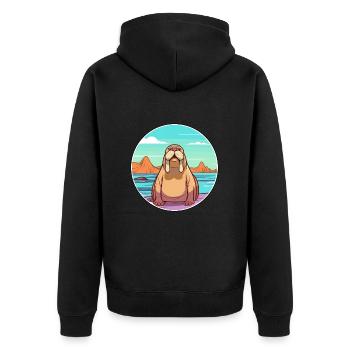 Walrus Watercolor Cartoon Kawaii Clipart Animal - Unisex Premium Organic Zip Hoodie - black - Back - Nico (187cm)