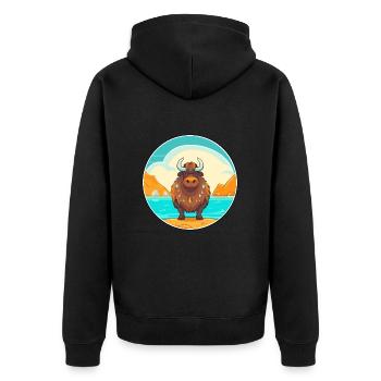 Yak aquarelle dessin animé Kawaii Clipart Animal - Veste à capuche bio Premium Unisexe - noir - Dos - Nico (187cm)