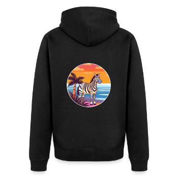 Zebra Watercolor Cartoon Kawaii Clipart Animal - Unisex Premium Organic Zip Hoodie - black - Back - Nico (187cm)