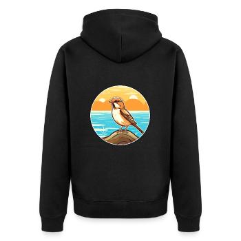 Moineau aquarelle dessin animé Kawaii Clipart Animal - Veste à capuche bio Premium Unisexe - noir - Dos - Nico (187cm)