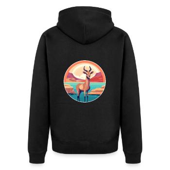 Antilope Aquarell Cartoon Kawaii Clipart Tier - Unisex Premium Bio Zip Hoodie - Schwarz - Hinten - Nico (187cm)