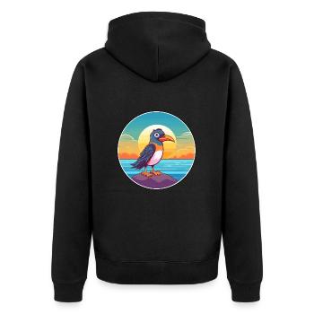Oiseau Aquarelle Cartoon Kawaii Clipart Animal - Veste à capuche bio Premium Unisexe - noir - Dos - Nico (187cm)