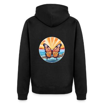Papillon aquarelle dessin animé Kawaii Clipart Animal - Veste à capuche bio Premium Unisexe - noir - Dos - Nico (187cm)