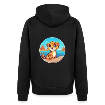 Cheetah Watercolor Cartoon Kawaii Clipart Animal - Unisex Premium Organic Zip Hoodie - black - Back - Nico (187cm)