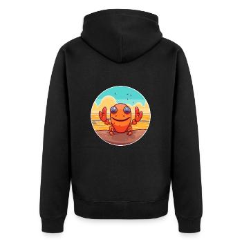 Craw aquarelle dessin animé Kawaii Clipart Animal - Veste à capuche bio Premium Unisexe - noir - Dos - Nico (187cm)
