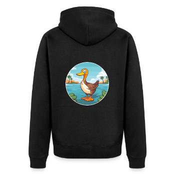 Canard aquarelle dessin animé kawaii clipart animal - Veste à capuche bio Premium Unisexe - noir - Dos - Nico (187cm)