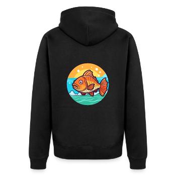 Poisson Aquarelle Dessin Animé Kawaii Clipart Animal - Veste à capuche bio Premium Unisexe - noir - Dos - Nico (187cm)