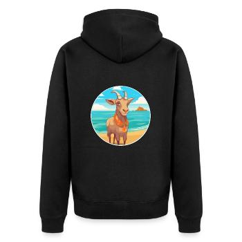 Ziege Aquarell Cartoon Kawaii Clipart Tier - Unisex Premium Bio Zip Hoodie - Schwarz - Hinten - Nico (187cm)