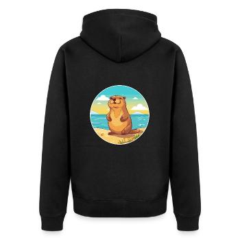 Marmotte aquarelle dessin animé Kawaii Clipart Animal - Veste à capuche bio Premium Unisexe - noir - Dos - Nico (187cm)