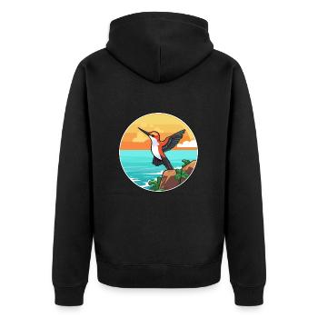 Colibri aquarelle dessin animé Kawaii Clipart animal de compagnie - Veste à capuche bio Premium Unisexe - noir - Dos - Nico (187cm)
