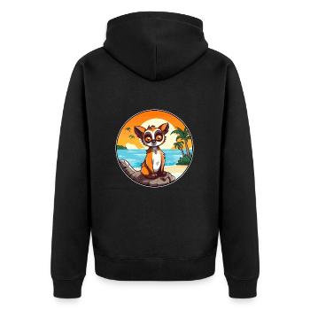 Lemur Watercolor Cartoon Kawaii Clipart Animal - Unisex Premium Organic Zip Hoodie - black - Back - Nico (187cm)