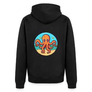 Poulpe aquarelle dessin animé kawaii Clipart Animal - Veste à capuche bio Premium Unisexe - noir - Dos - Nico (187cm)