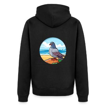 Pigeon aquarelle dessin animé kawaii clipart animal - Veste à capuche bio Premium Unisexe - noir - Dos - Nico (187cm)