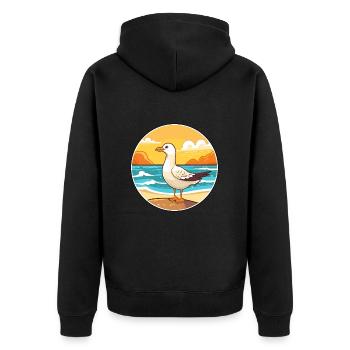Mouette aquarelle dessin animé Kawaii Clipart Animal - Veste à capuche bio Premium Unisexe - noir - Dos - Nico (187cm)
