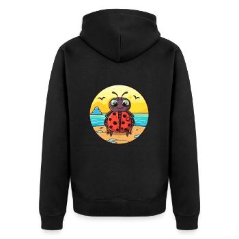 Ladybug Watercolor Cartoon Kawaii Clipart Animal - Unisex Premium Organic Zip Hoodie - black - Back - Nico (187cm)