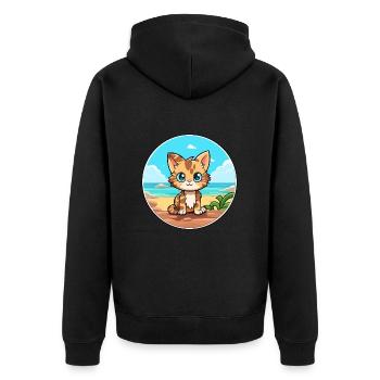 Chaton aquarelle dessin animé Kawaii Clipart Animal - Veste à capuche bio Premium Unisexe - noir - Dos - Nico (187cm)
